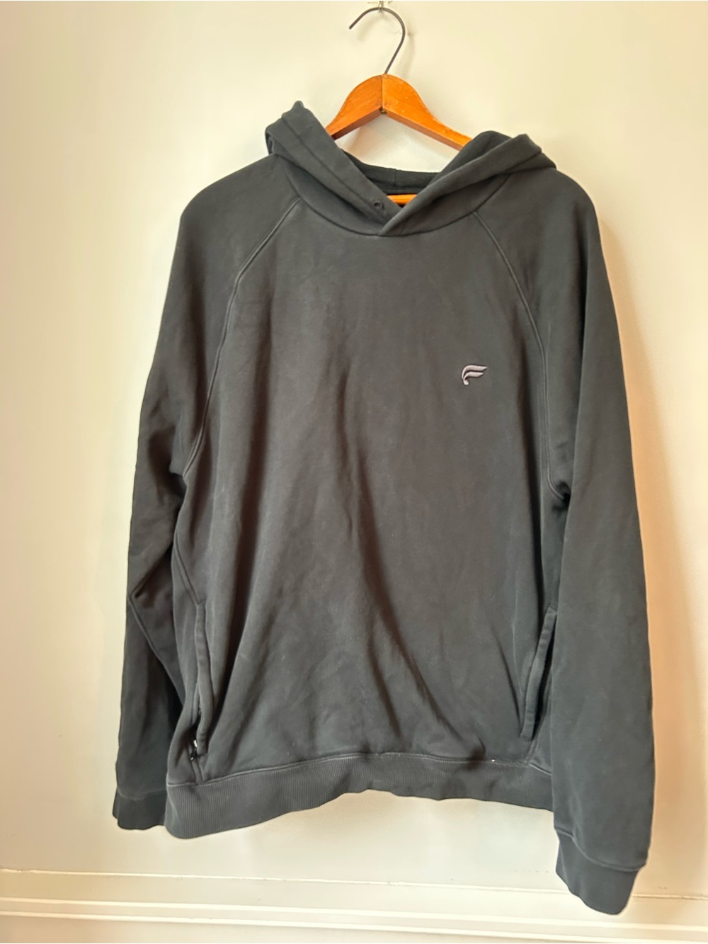 Fabletics Pullover Hoodie Sweatshirt Mens XL Black Front Zip Pockets